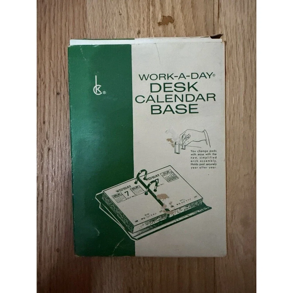 Work-A-Day Desk Calendar Base W190 - NOS